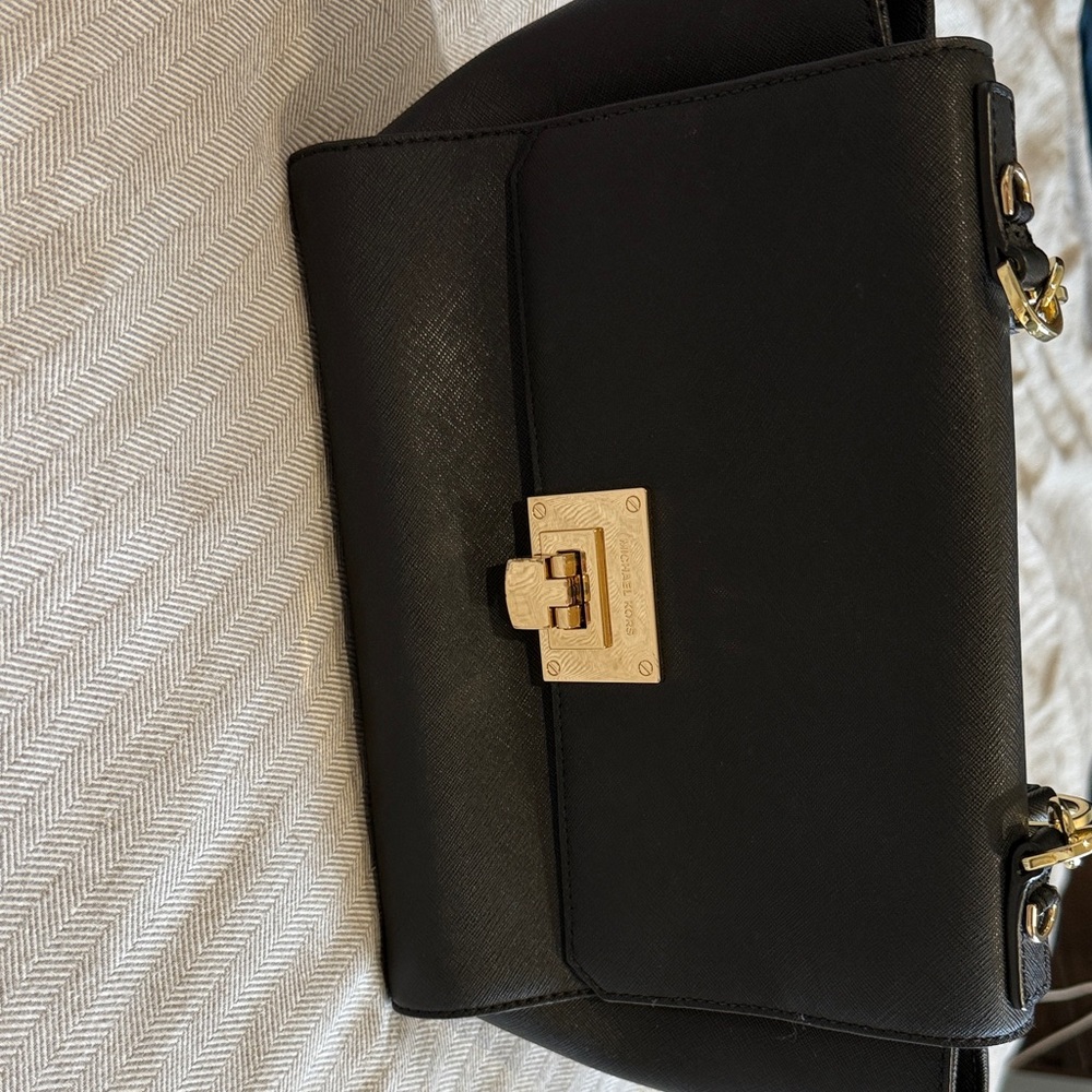 Michael Kors Black Clutch with Gold Accents